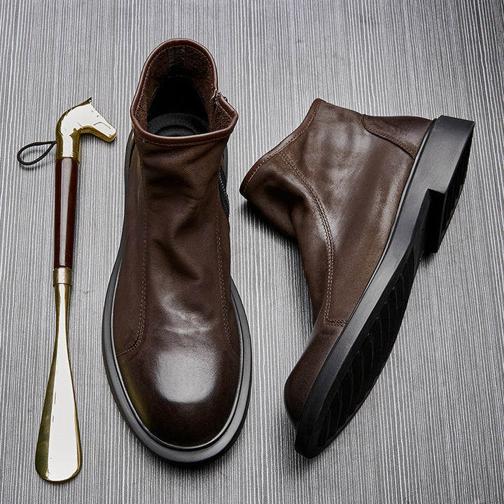 Herren Chelsea-Stiefel aus Rindsleder, flacher Absatz