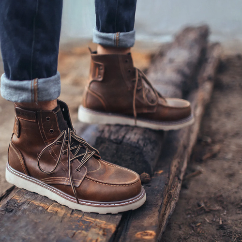 Herren-Arbeitsstiefel im Retro-Stil aus Leder