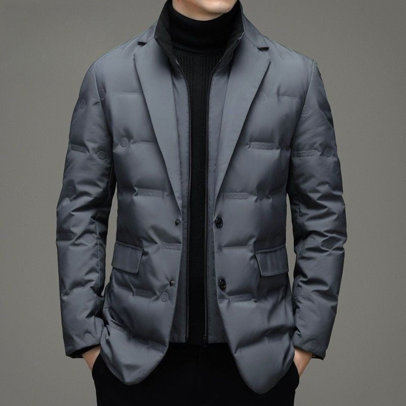 Herren-Daunenjacke im Sakko-Stil mit abnehmbarem Kragen