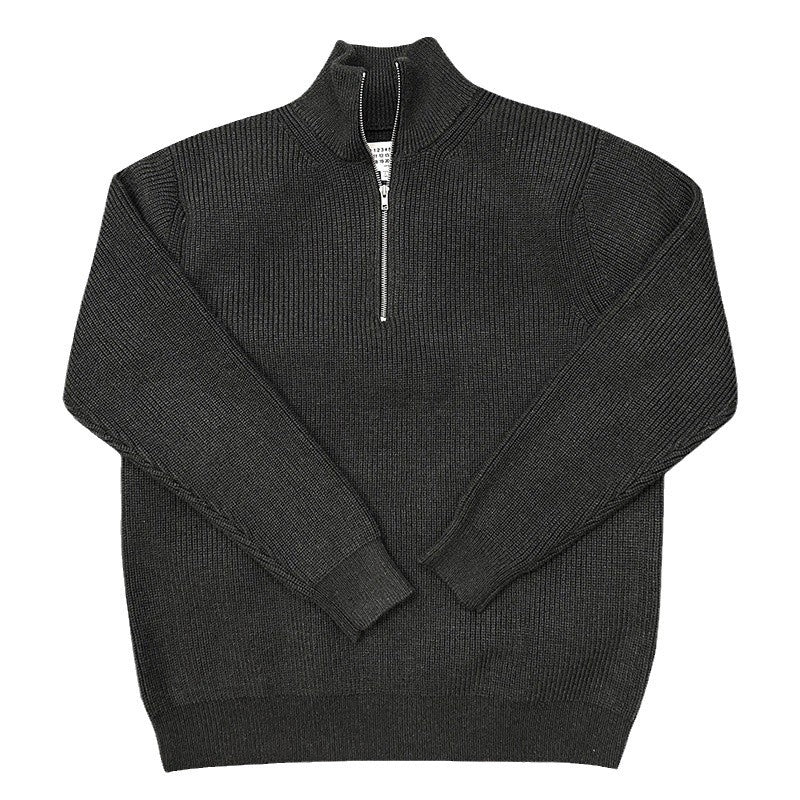 Unisex Strickpullover, Halbreißverschluss, Wollmischung
