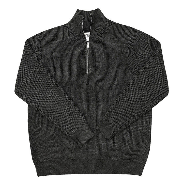 Unisex Strickpullover, Halbreißverschluss, Wollmischung