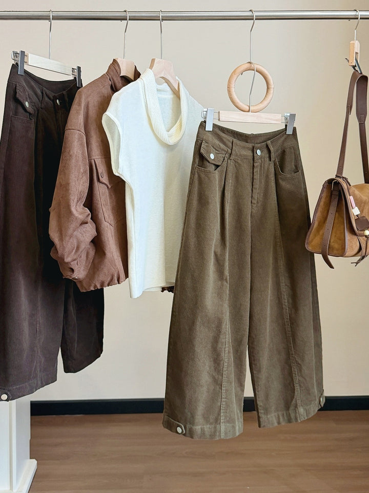 Damen-Cordhose, 7/8-Länge, weites Bein