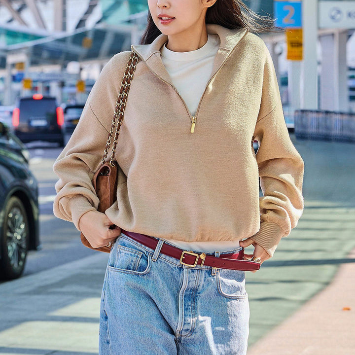 Eleganter Damen-Strickpullover mit Reißverschluss