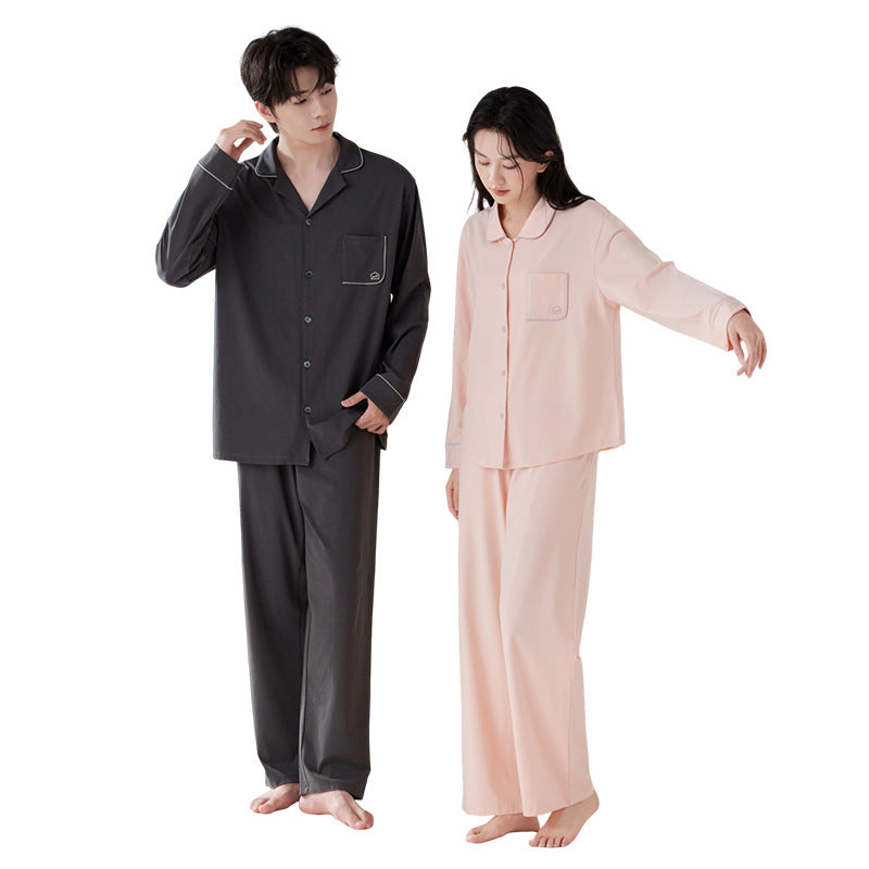 Lyocell-Baumwoll-Schlafanzug, Unisex, V-Ausschnitt