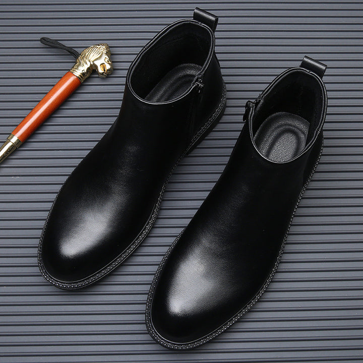 Herren-Chelsea-Stiefel, Echtleder, gefüttert, warm