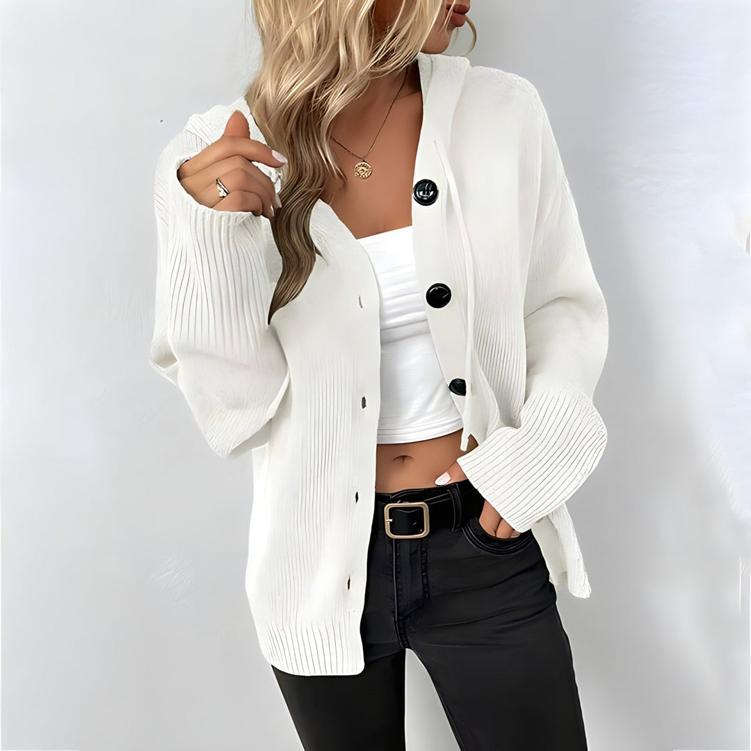Drune Strickjacke | Elegante bequeme Strickjacke mit Kapuze