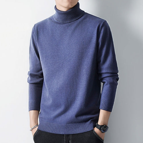 Herren-Strickpullover mit hohem Kragen, körperbetont