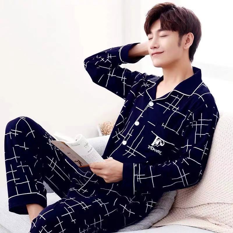 Herren-Pyjama-Set aus 100% Baumwolle, langärmelig
