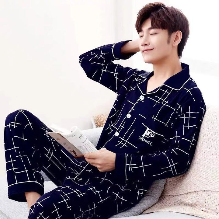 Herren-Pyjama-Set aus 100% Baumwolle, langärmelig