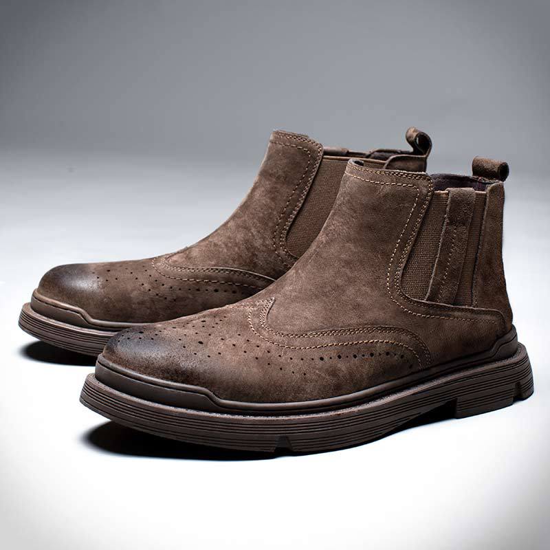 Herren-Chelsea-Boots aus Leder, gefüttert, flach