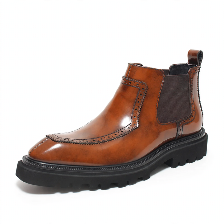 Herren-Chelsea-Stiefel aus Echtleder, Plateau, britischer Stil