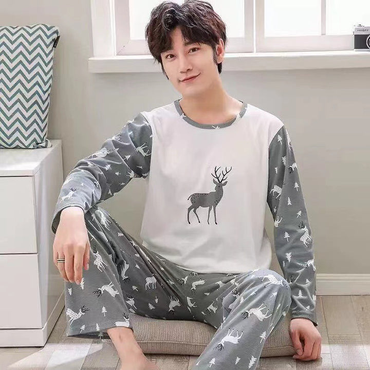 Herren-Pyjama-Set, langärmelig, leicht und bequem