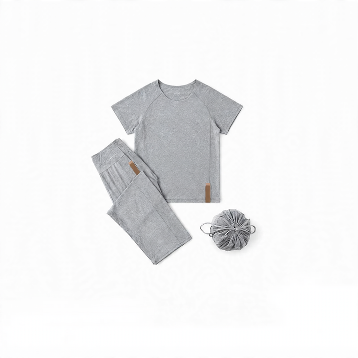 Herren-Schlafanzug-Set, atmungsaktiv, Rundhals