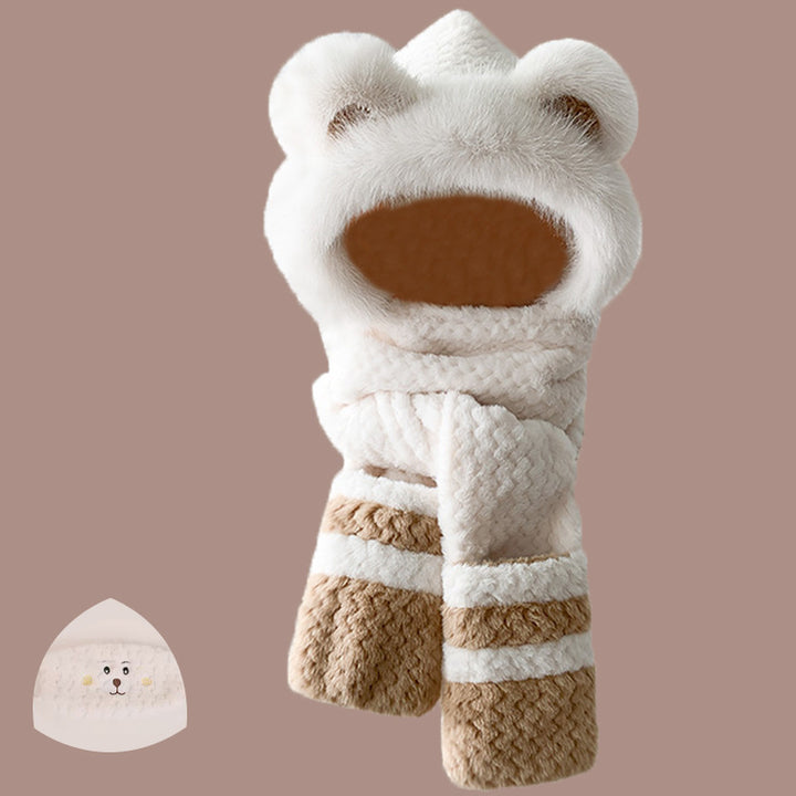 Flauschiges Set aus Mütze mit Fuchs-Ohren und Schal