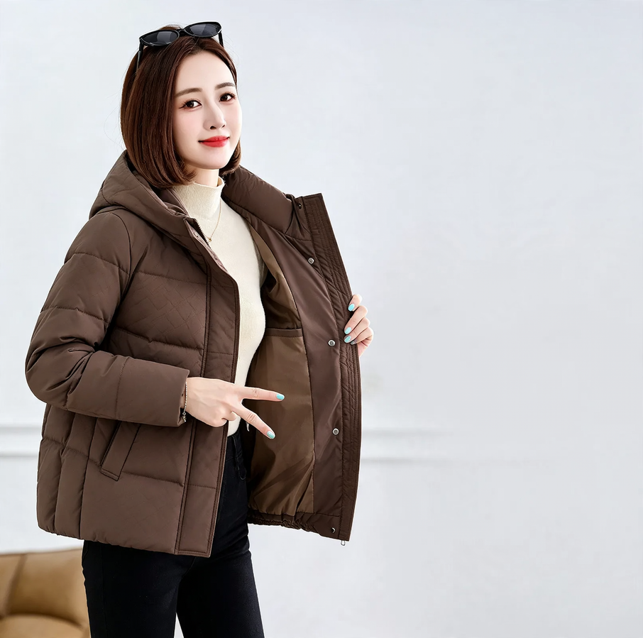 Lange Daunenjacke für Damen, Weißgänsedaunen