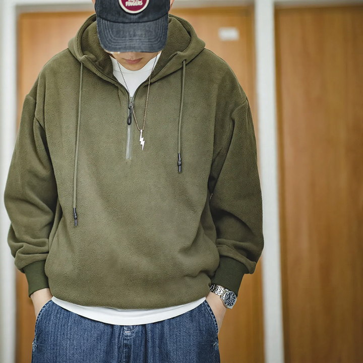 Retro-Sweatshirt mit Reißverschluss und Fleece-Futter