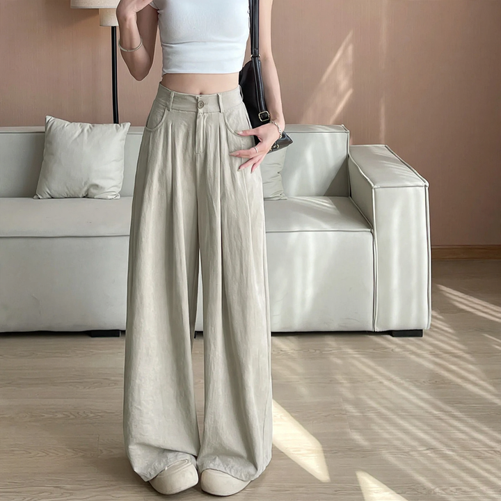Gefütterte Cord-Hose für Damen, weit geschnitten