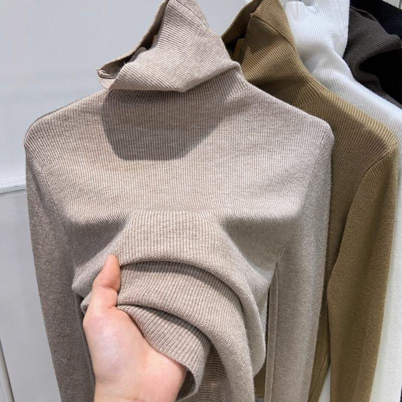 Schlankmachender Damen-Strickpullover mit Stehkragen