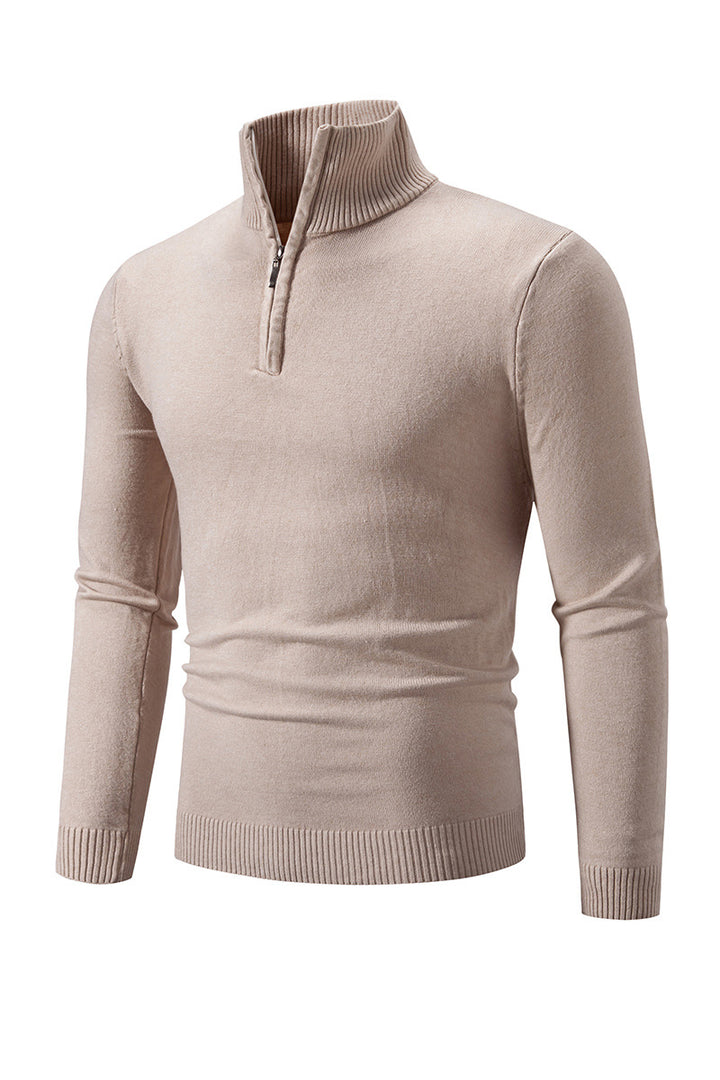 Herren-Strickpullover mit halbem Reißverschluss