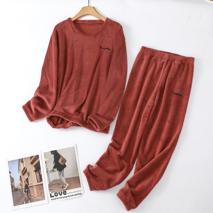 Damen-Schlafanzug aus Korallenfleece, warm, lockere Passform