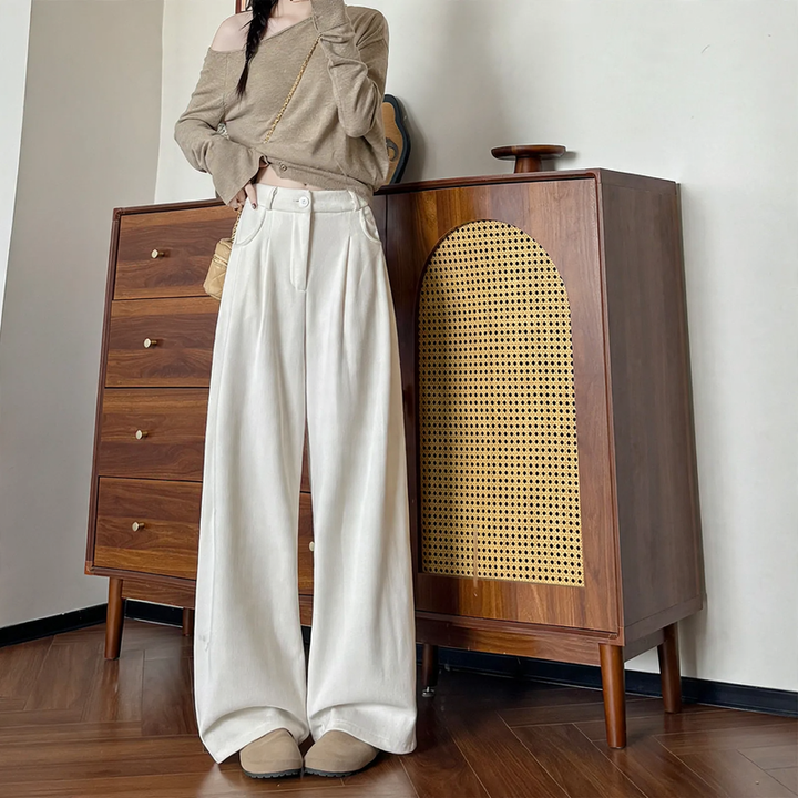 Elegante Cord-Hose für Damen, weit geschnitten