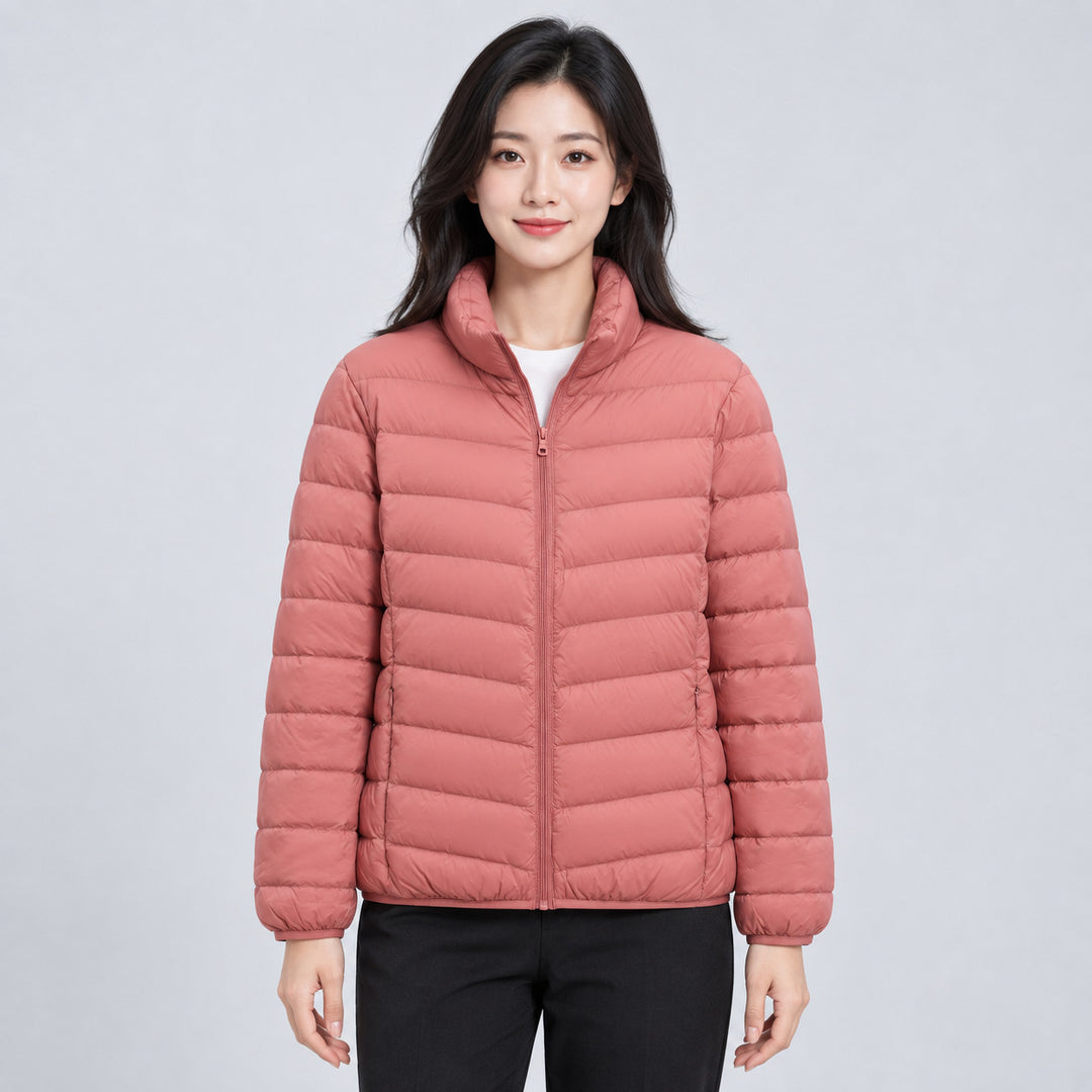 Leichte Damen-Daunenjacke mit Stehkragen