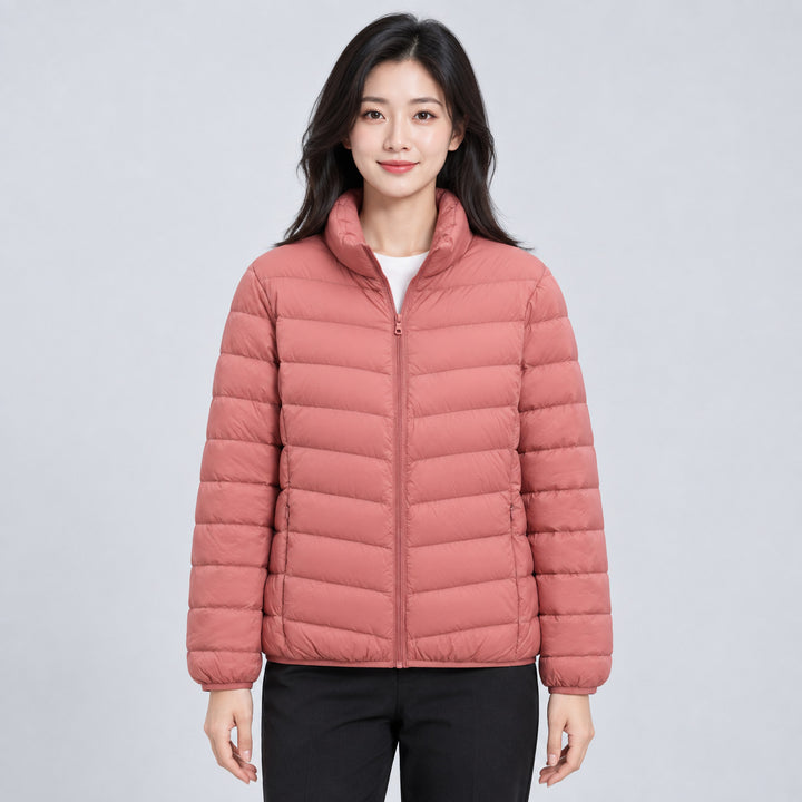 Leichte Damen-Daunenjacke mit Stehkragen