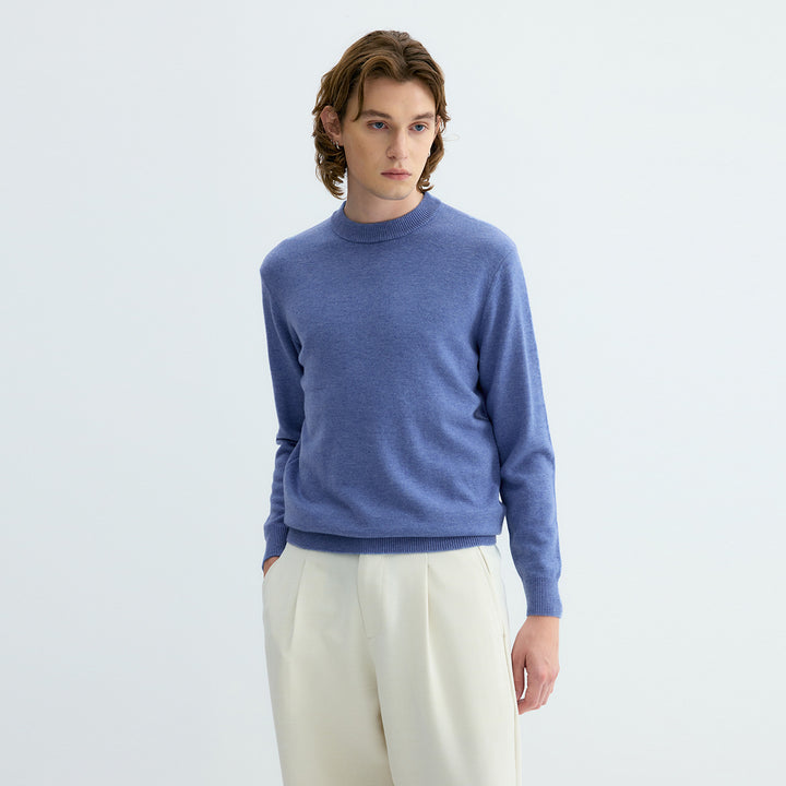 Herren Pullover aus 100% Schafwolle, Stehkragen