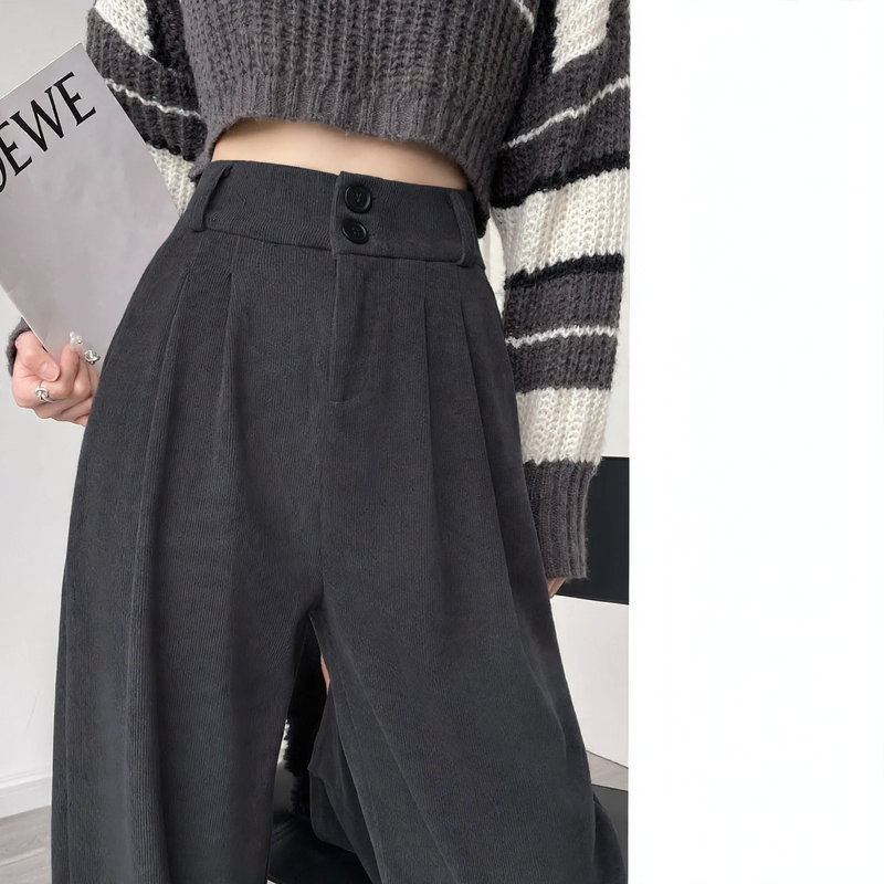 Damen-Cordhose, weit geschnitten, gefüttert