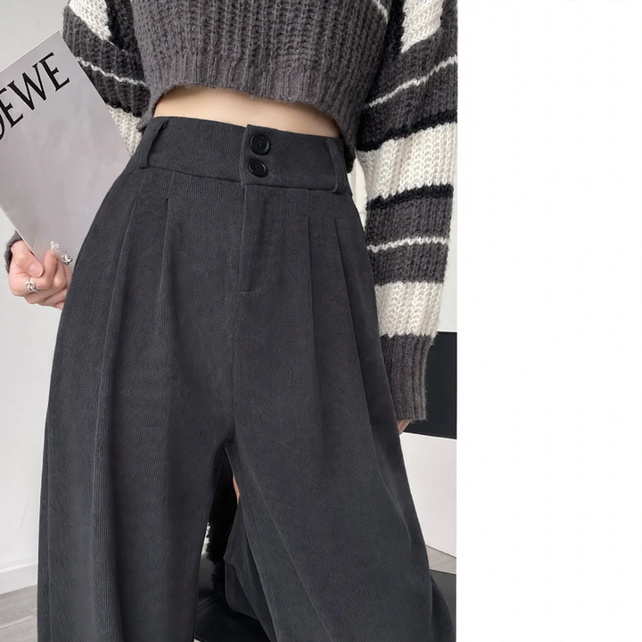 Damen-Cordhose, weit geschnitten, gefüttert