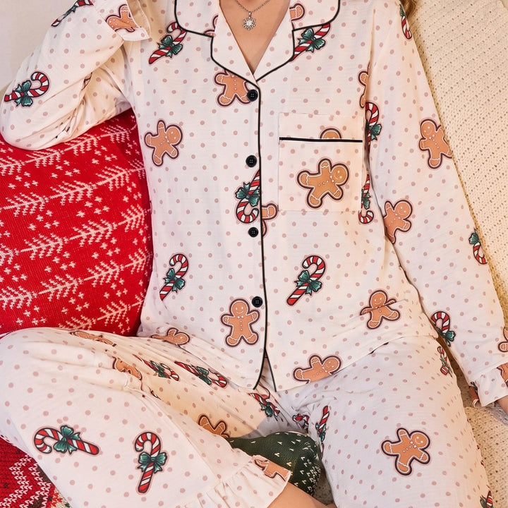 Damen-Pyjama-Set, gepunktet, für die Weihnachtszeit