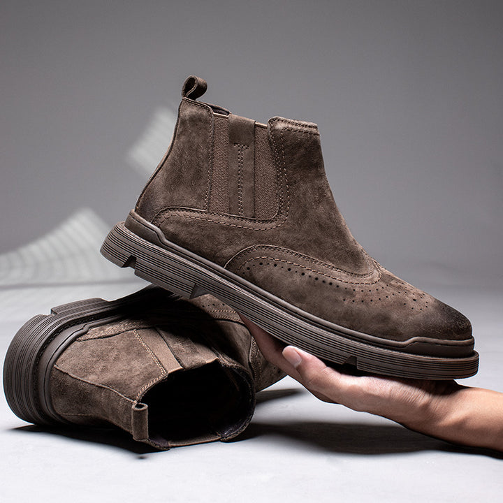 Herren-Chelsea-Boots aus Leder, gefüttert, flach