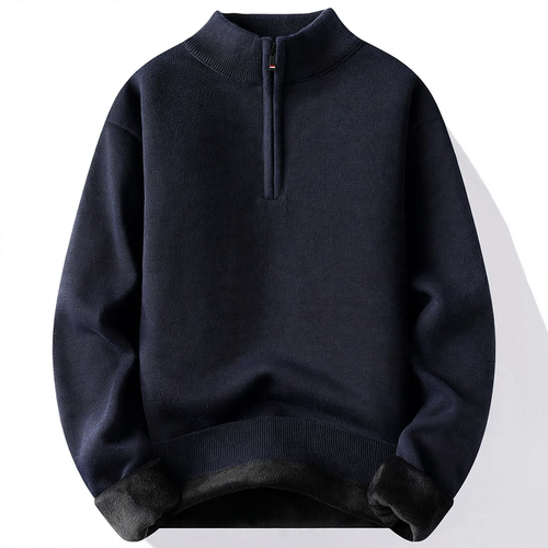 Gefütterter Herren-Strickpullover mit Reißverschluss