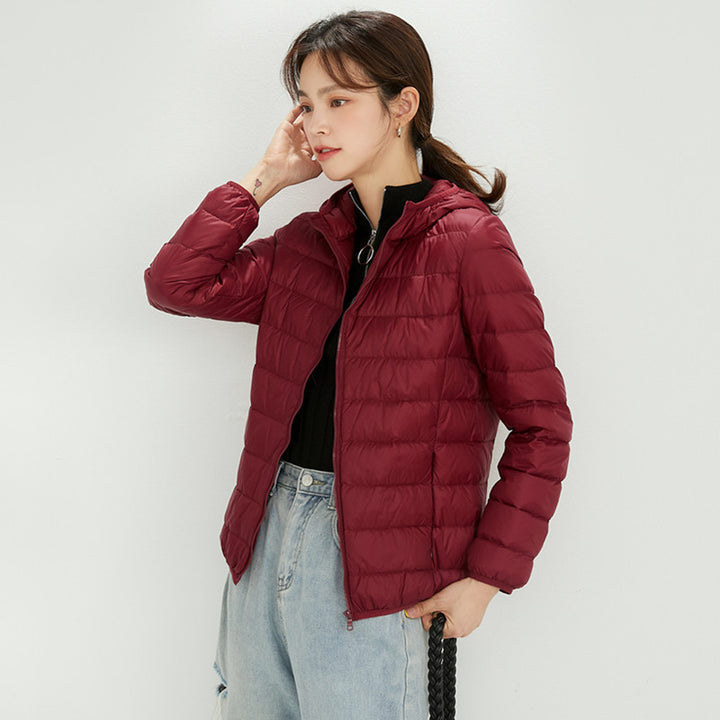 Leichte Damen-Daunenjacke mit Stehkragen