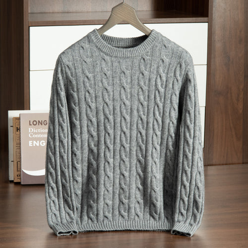 Herren-Kaschmirpullover mit Stehkragen und Jacquard-Muster