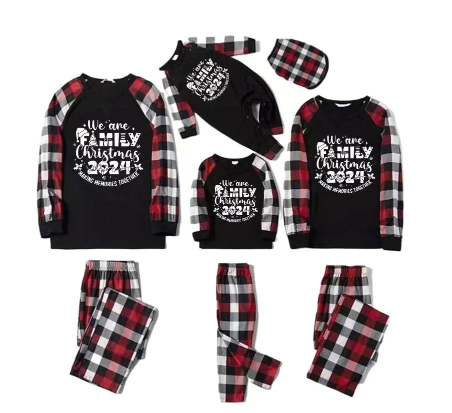 Weihnachts-Pyjama-Set für die Familie, langärmelig, mit Karomuster