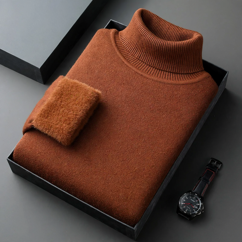 Herren-Strickpullover mit Rollkragen und Wollanteil