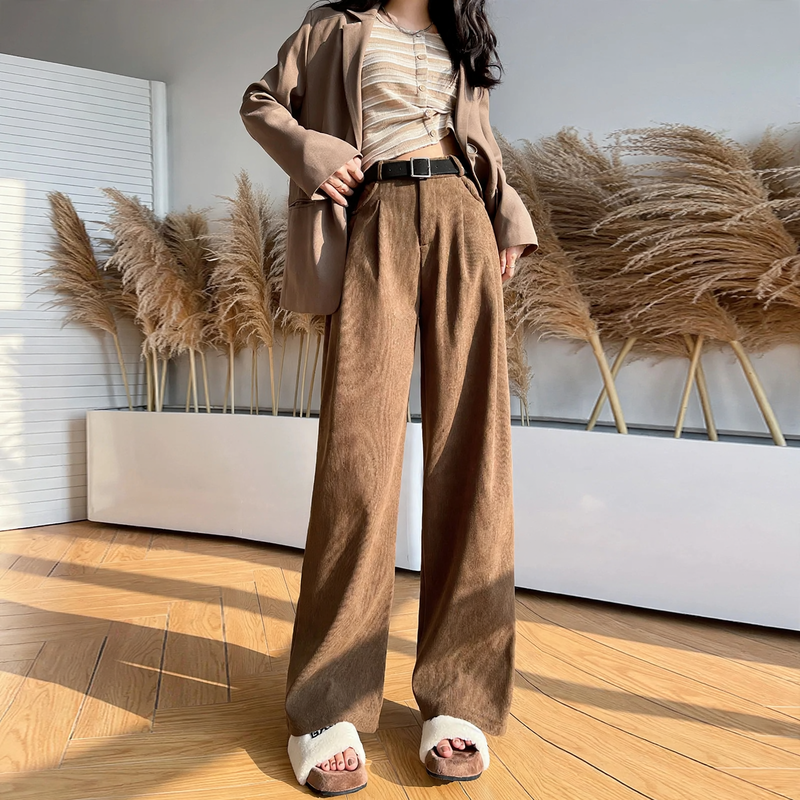 Elegante Cord-Hose für Damen, weit geschnitten