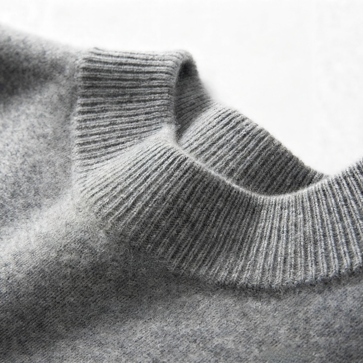 Herren-Kaschmirpullover, Stehkragen, einfarbig