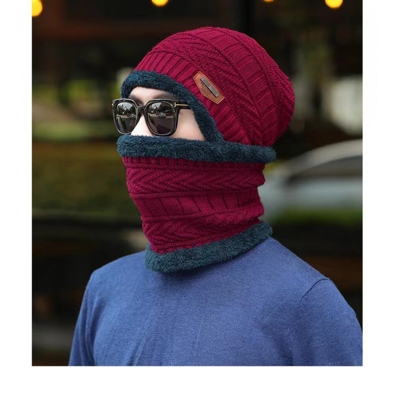 Strickmütze mit Schal, gefüttert, Herren, Winter