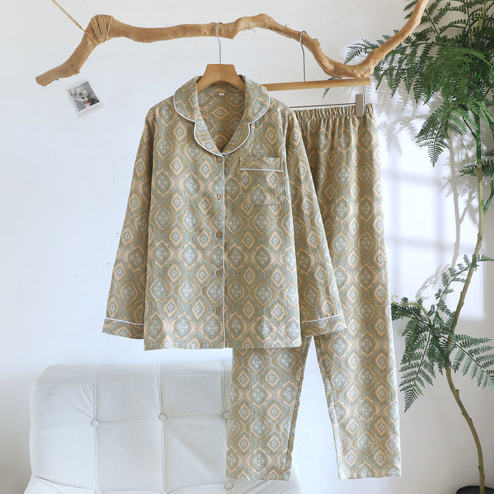 Damen-Schlafanzug aus Baumwoll-Jacquard