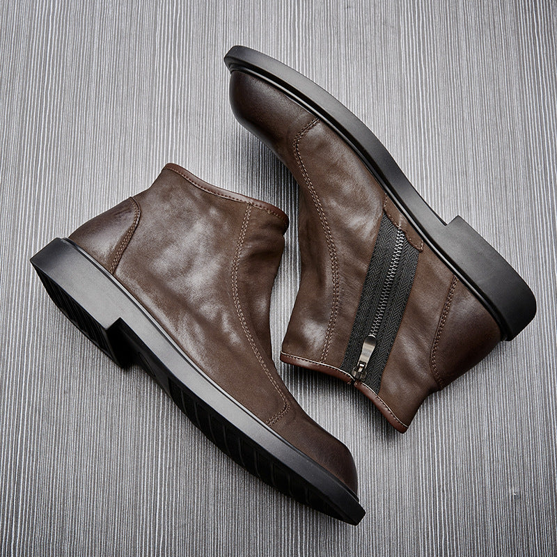 Herren Chelsea-Stiefel aus Rindsleder, flacher Absatz