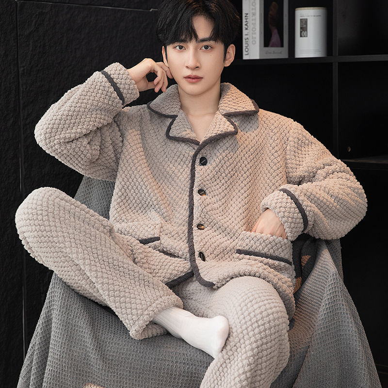 Herren-Pyjama-Set, Flanell, warm und atmungsaktiv