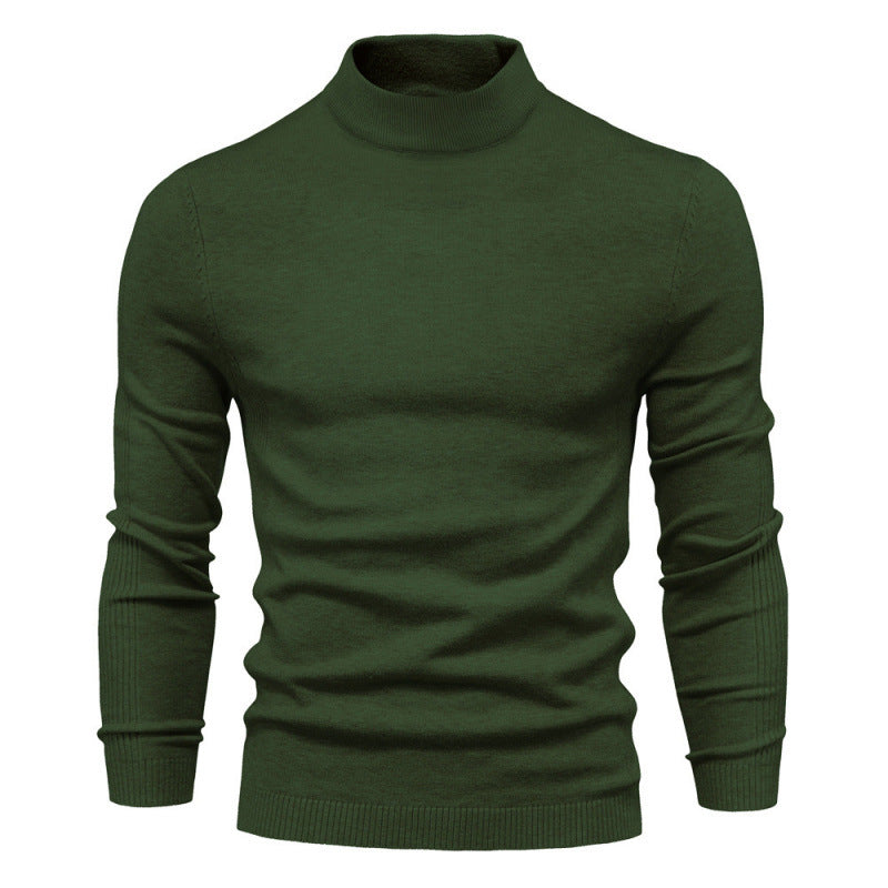 Herren-Rollkragenpullover, gestrickt, einfarbig