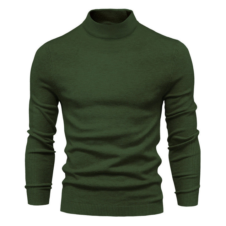 Herren-Rollkragenpullover, gestrickt, einfarbig