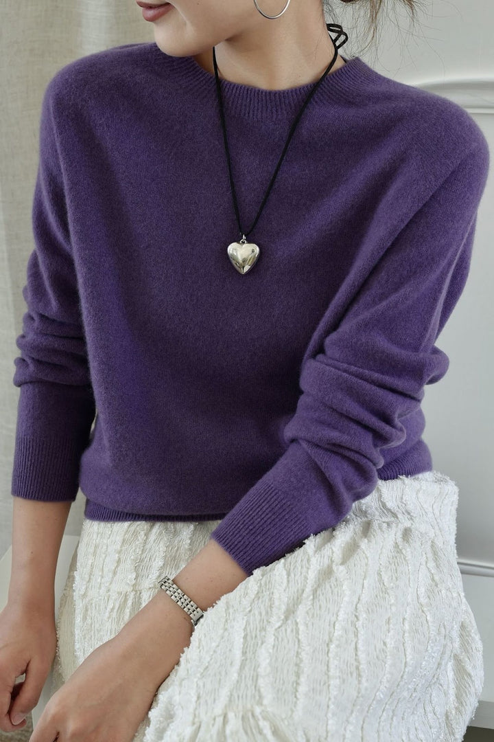 Damen-Wollpullover, V-Ausschnitt, lockere Passform