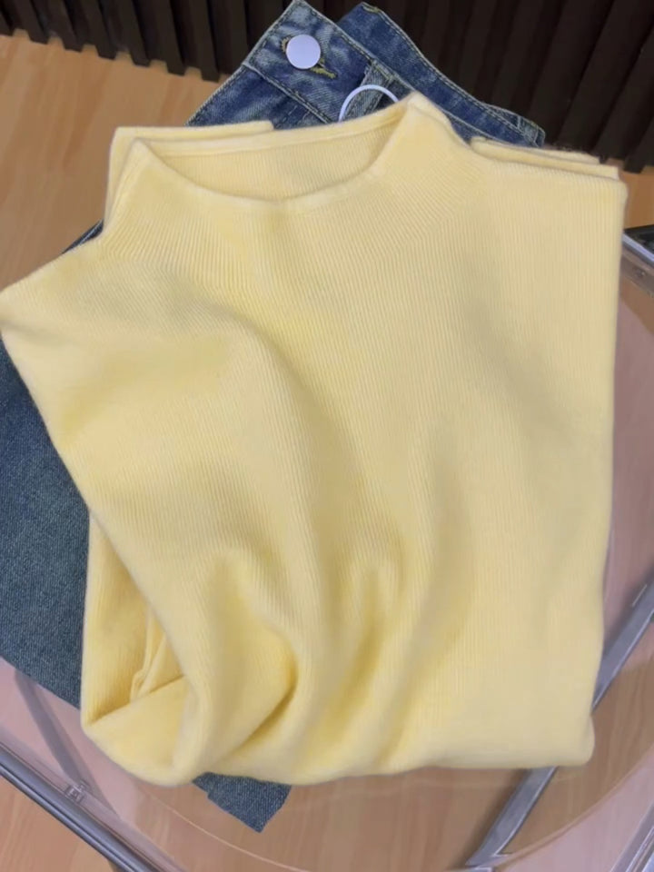 Damen-Strickpullover mit Stehkragen, weiches Material