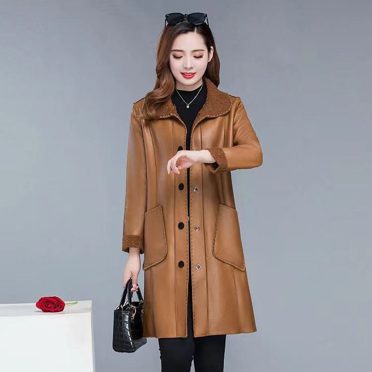 Damen-Mantel, Teddy-Fleece, mittellang, Winter