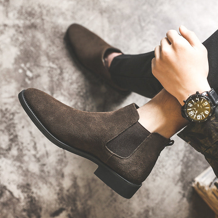 Herren-Chelsea-Boots, Leder, gefüttert, S18-J