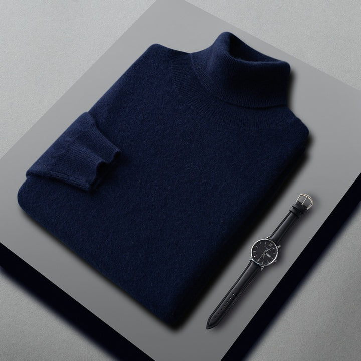 Herren-Kaschmirpullover, hoher Kragen, Business-Casual